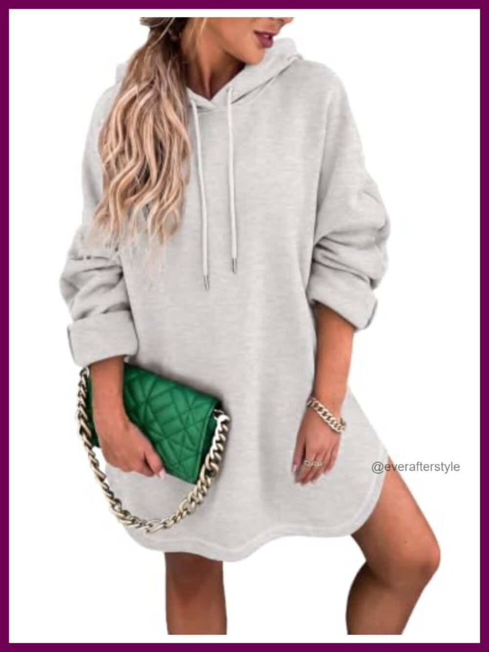 Oversized Hoodie Dress Long Sleeve Fleece Lined Tunic Pullover